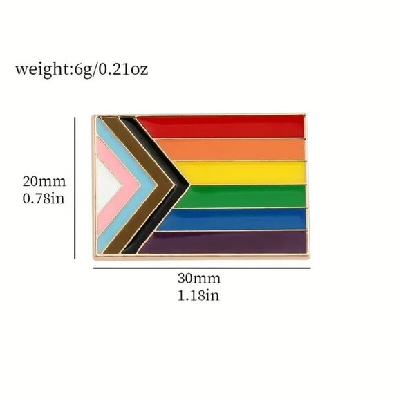 LGBTQIA2S+ Pride Flag Enamel Lapel Pin Brooches Badge Rainbow 20x30 mm - Picture 2 of 2